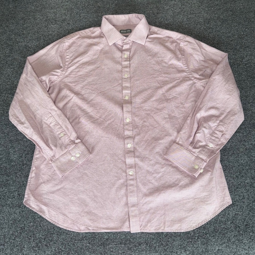 Michael Kors‎ Dress Shirt 17.5 34/35 XL Slim Long Sleeve Cotton Formal Business